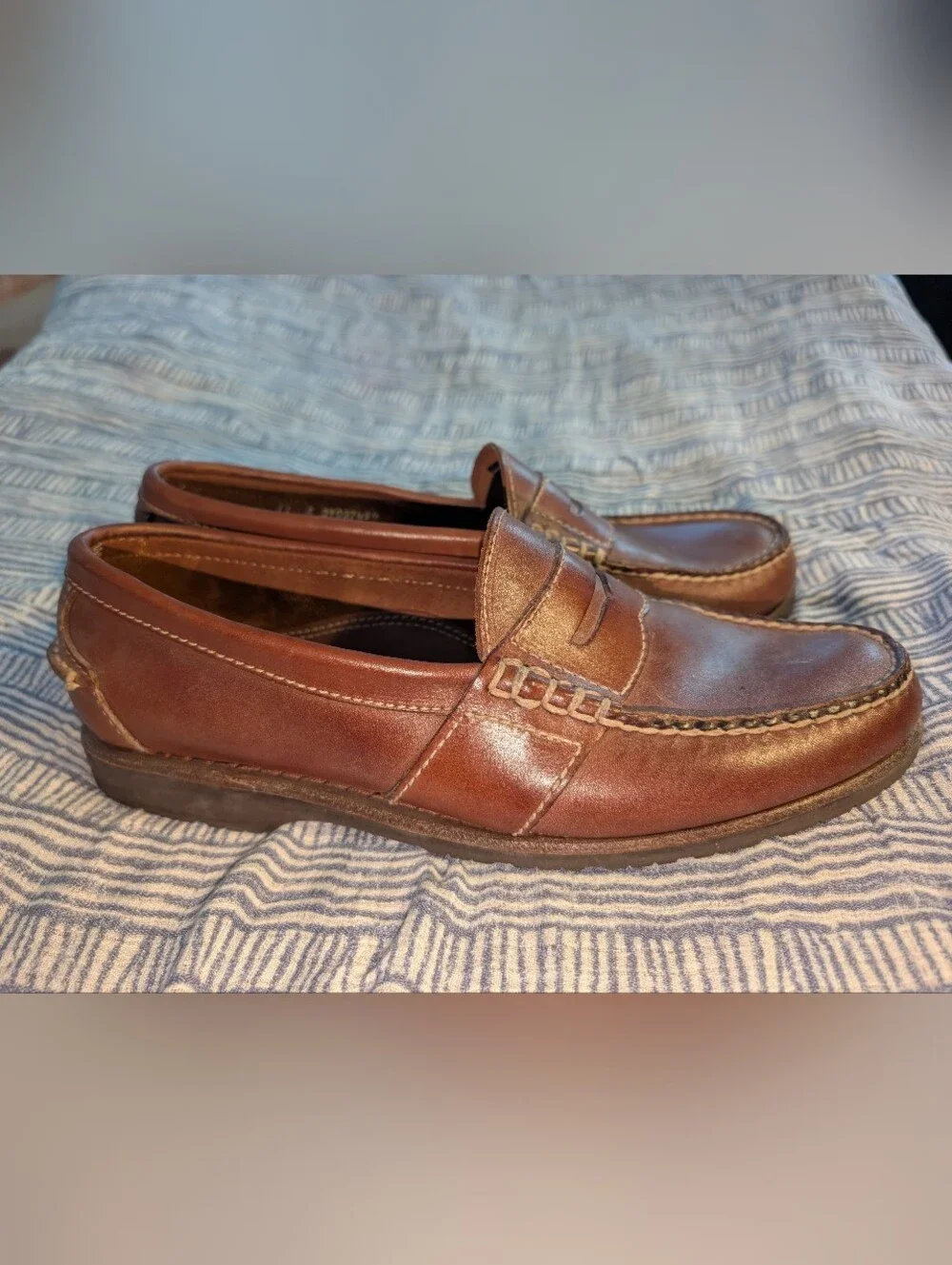 Sebago Men's Brown Leather Loafers Shoes Vibram Soles Size 11 E 35551